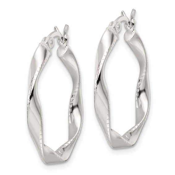 Sterling Silver Polished Twisted Hoop Earrings