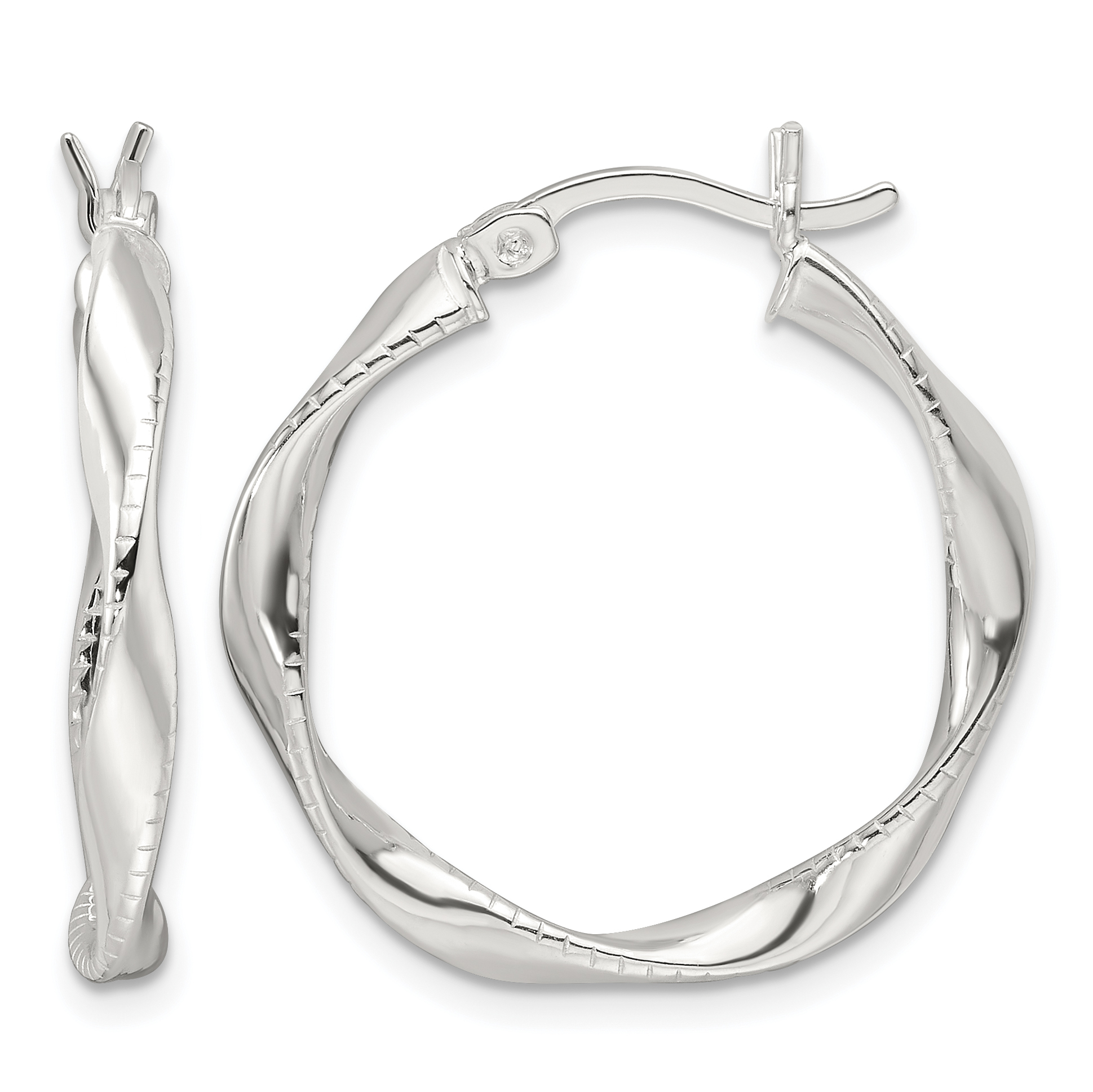 Sterling Silver Polished Twisted Hoop Earrings (QE16831)