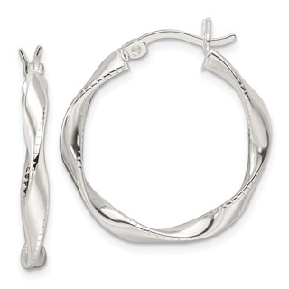 Sterling Silver Polished Twisted Hoop Earrings