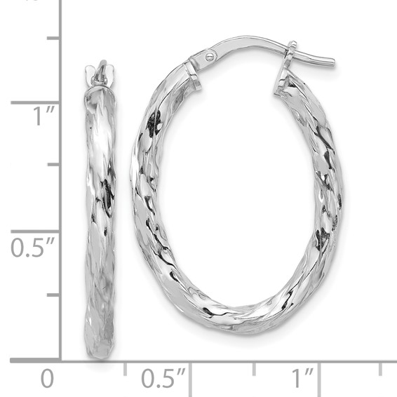 Sterling Silver 3mm Twisted Oval Hoop Earrings