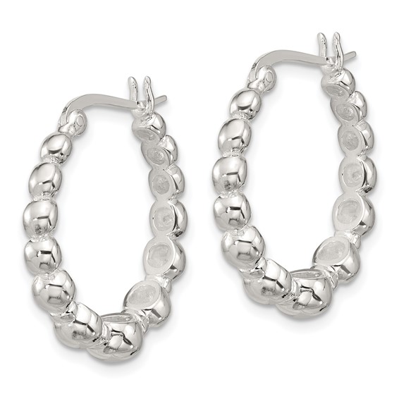 Sterling Silver Polished Graduated Bead Hoop Earrings