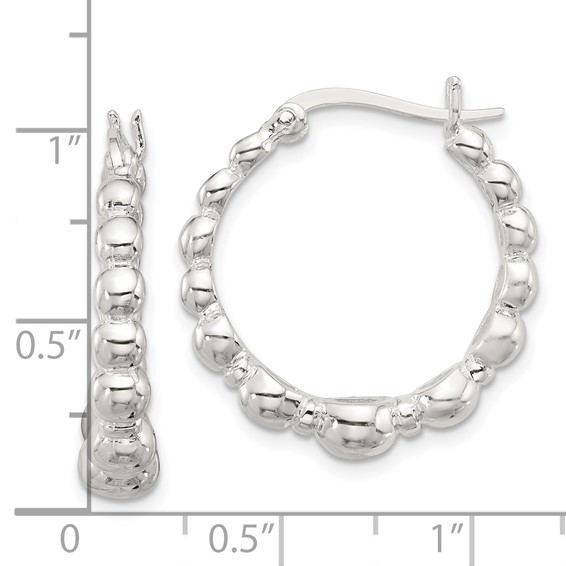 Sterling Silver Polished Graduated Bead Hoop Earrings