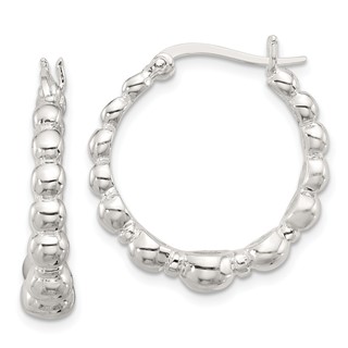 Sterling Silver Polished Graduated Bead Hoop Earrings