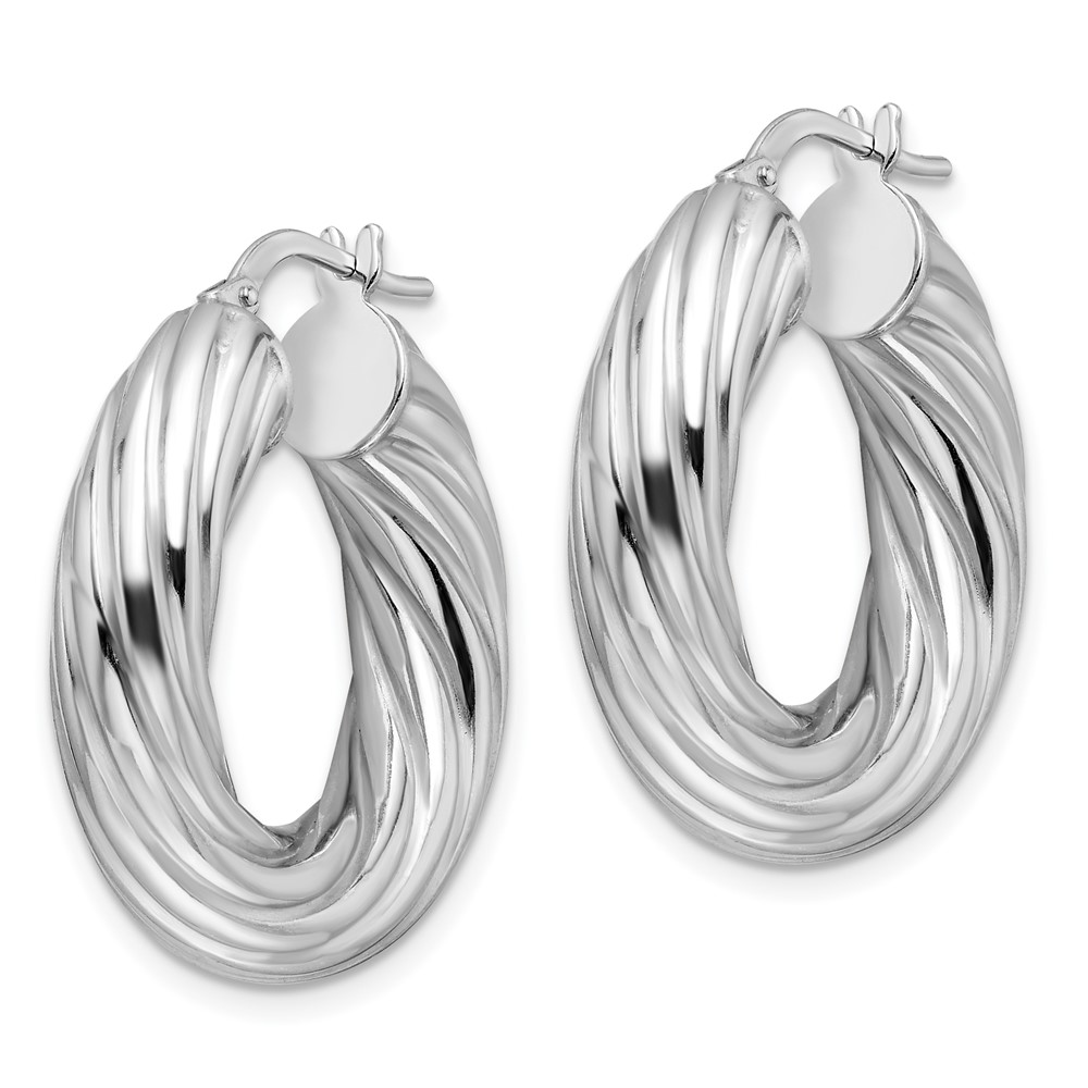 Sterling Silver Rhod-plated Polished 6mm Twisted Hollow Hoop Earrings (QE16842)
