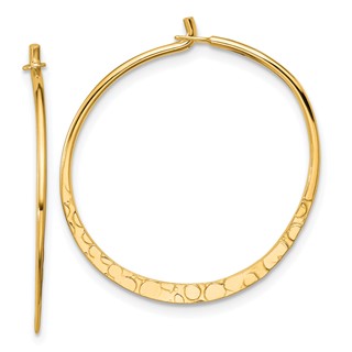 Sterling Silver Polished and Hammered Hoop Earring