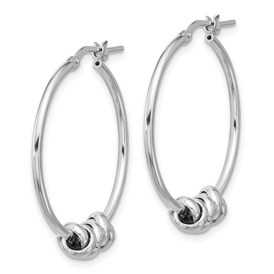 Sterling Silver Beaded Knot Hoop Earrings