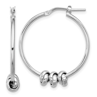 Sterling Silver Beaded Knot Hoop Earrings