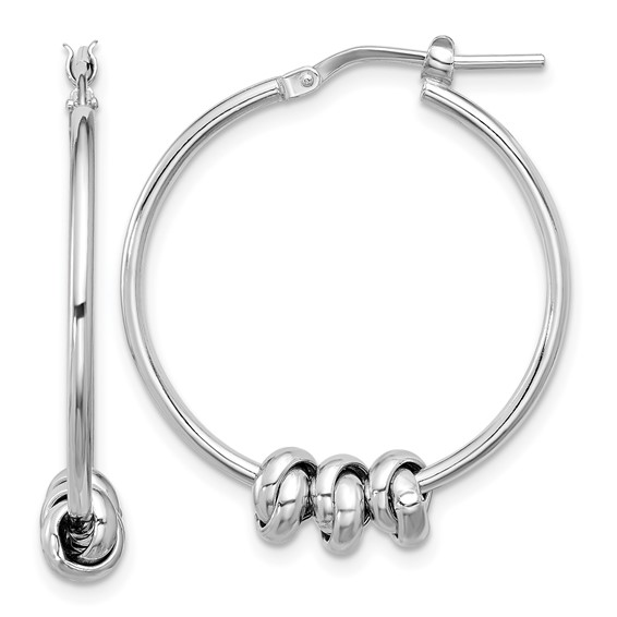 Sterling Silver Beaded Knot Hoop Earrings