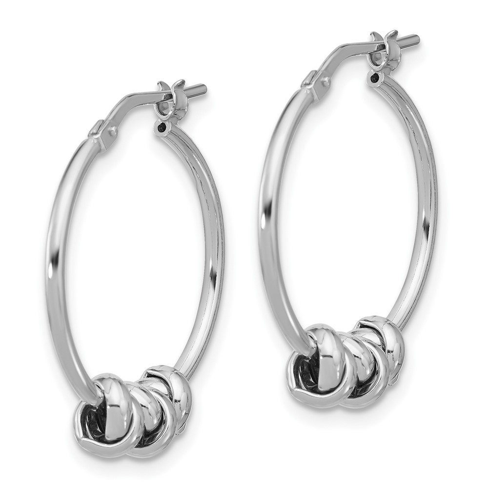 Sterling Silver Rhodium-plated Polished Love Knot Hoop Earrings (QE16857)
