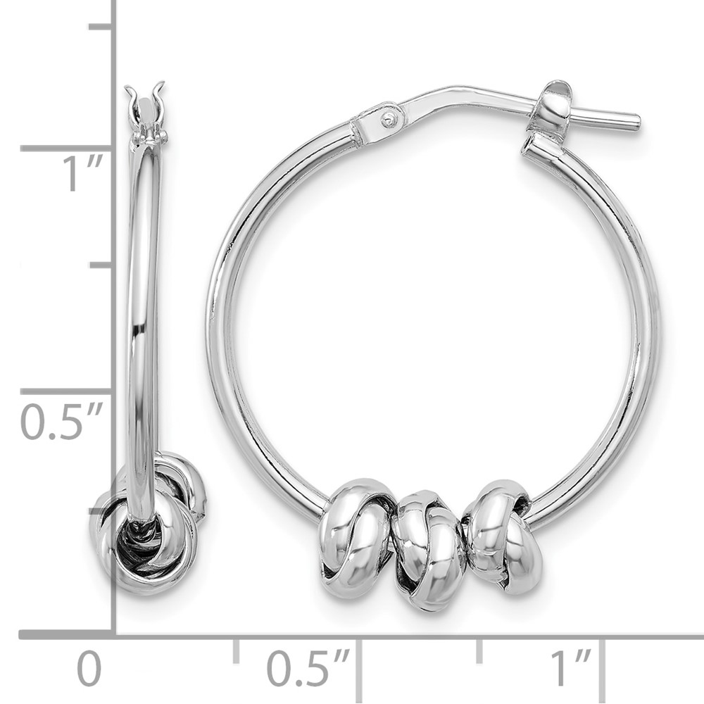 Sterling Silver Rhodium-plated Polished Love Knot Hoop Earrings (QE16857)
