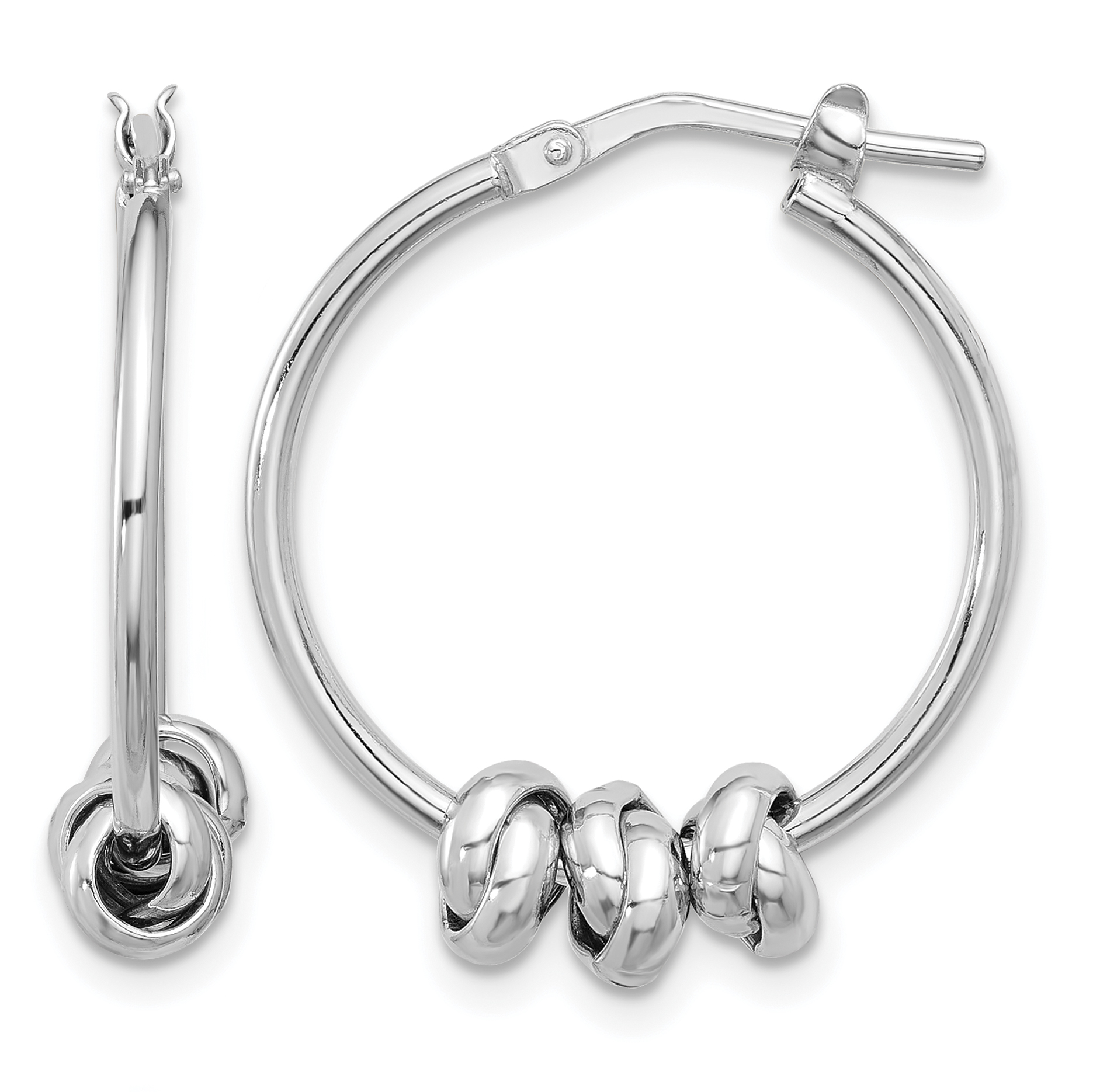 Sterling Silver Rhodium-plated Polished Love Knot Hoop Earrings (QE16857)