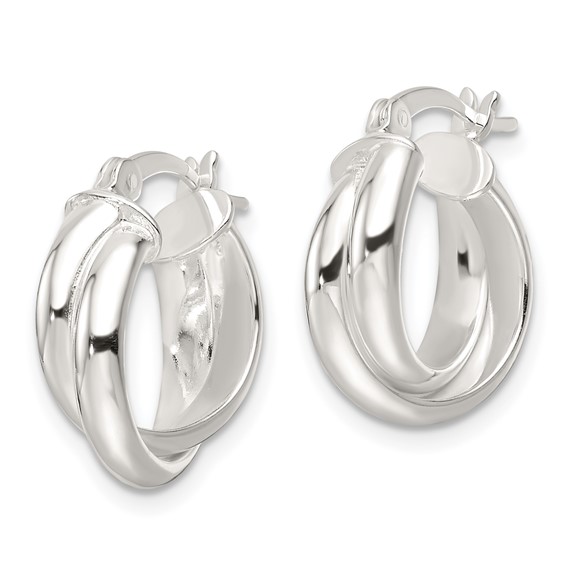 Sterling Silver Polished Twisted Double Hoop Earrings