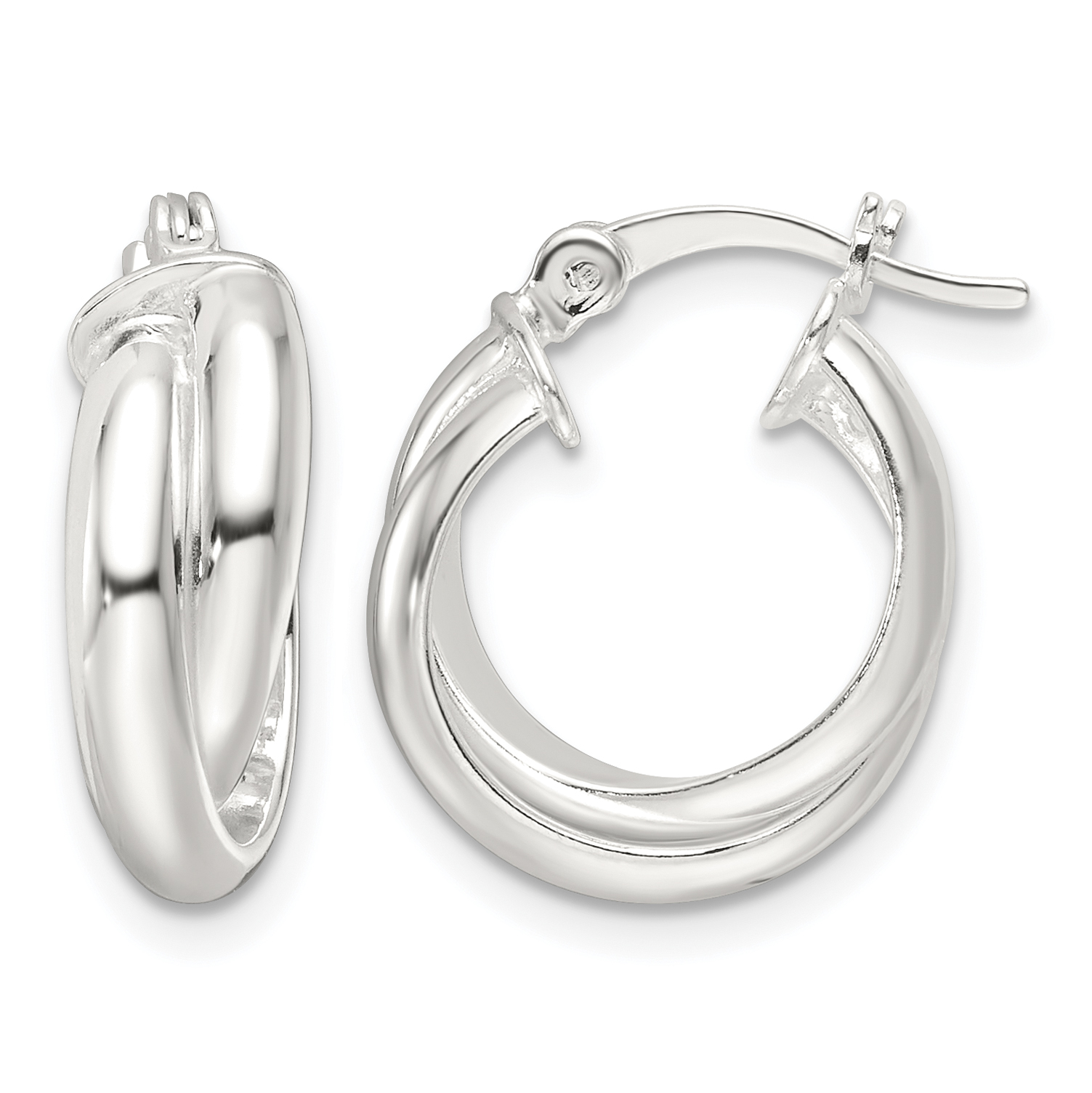 Sterling Silver Polished Twisted Double Hoop Earrings (QE16858)