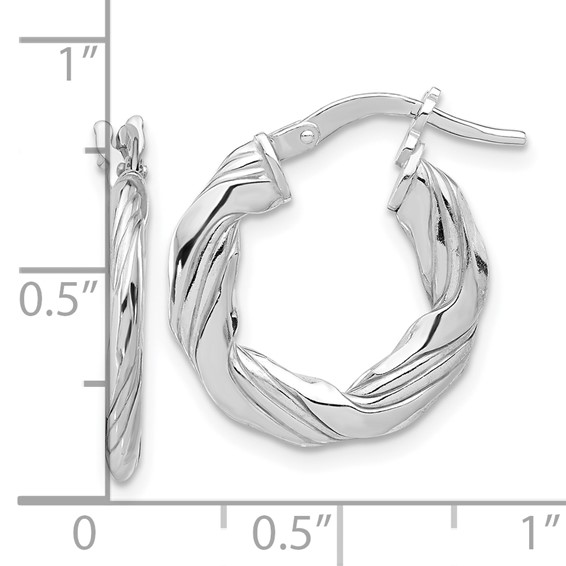 Sterling Silver 2mm Twisted Grooved Hoop Earrings