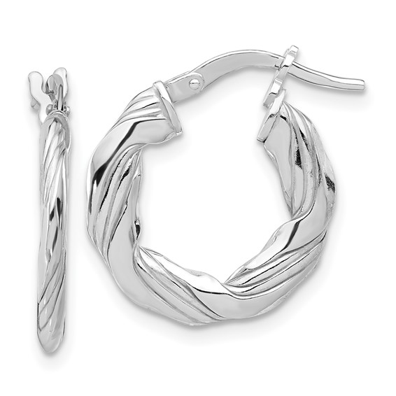 Sterling Silver 2mm Twisted Grooved Hoop Earrings