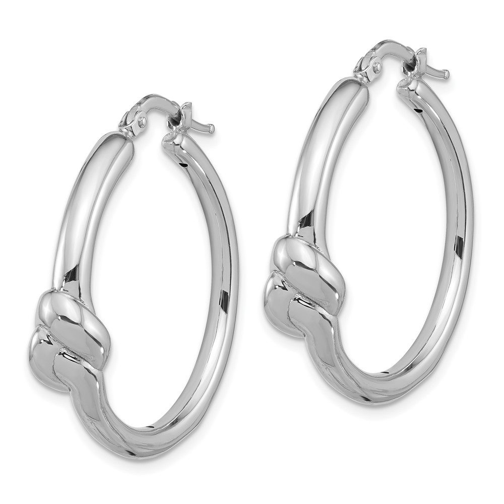 Sterling Silver Rhod-plated Polished Knot Large Round Hoop Earrings (QE16893)