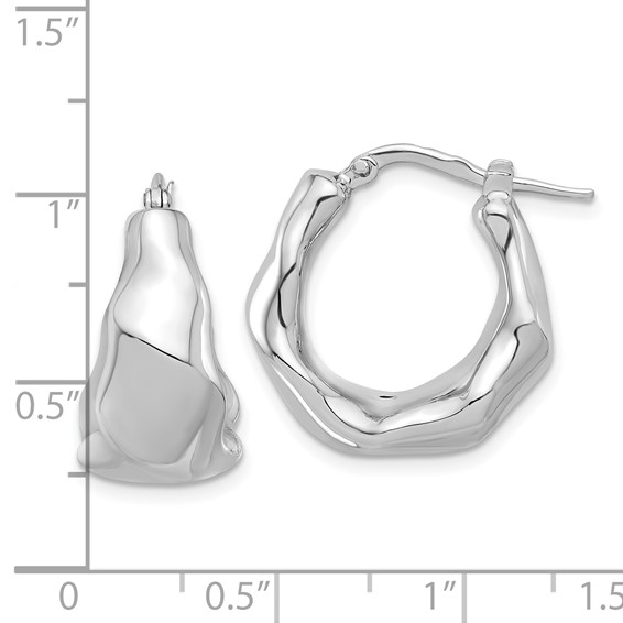 Sterling Silver Rhodium-plated Polished Tapered Round Hoop Earrings