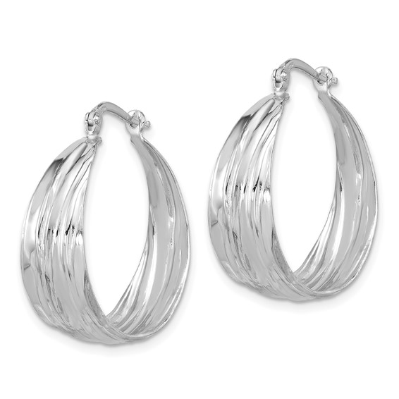Sterling Silver Textured Graduating Hoop Earrings