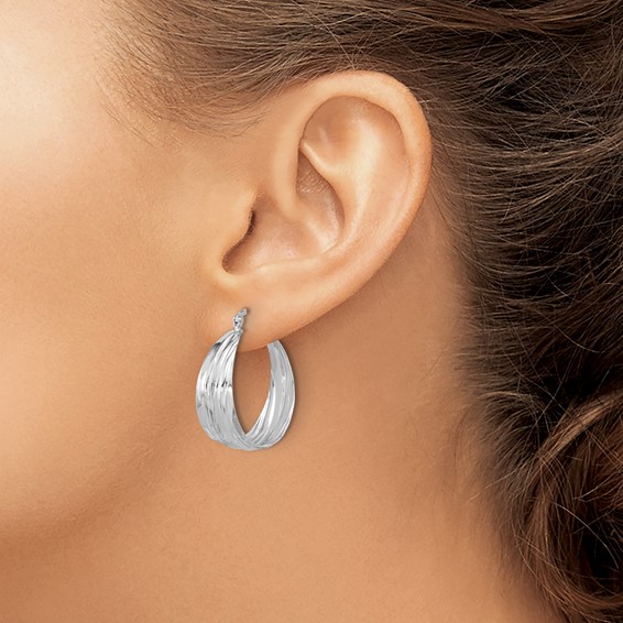 Sterling Silver Textured Graduating Hoop Earrings