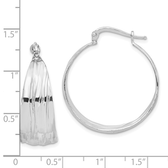 Sterling Silver Textured Graduating Hoop Earrings