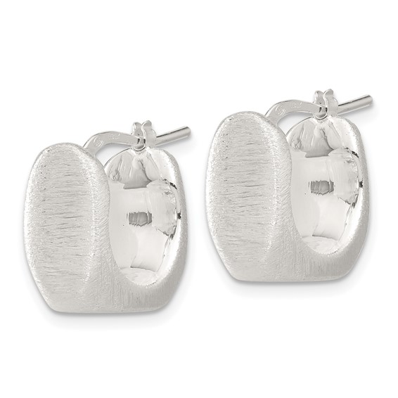 Sterling Silver Rhodium-plated Brushed Hollow Square Hoop Earrings