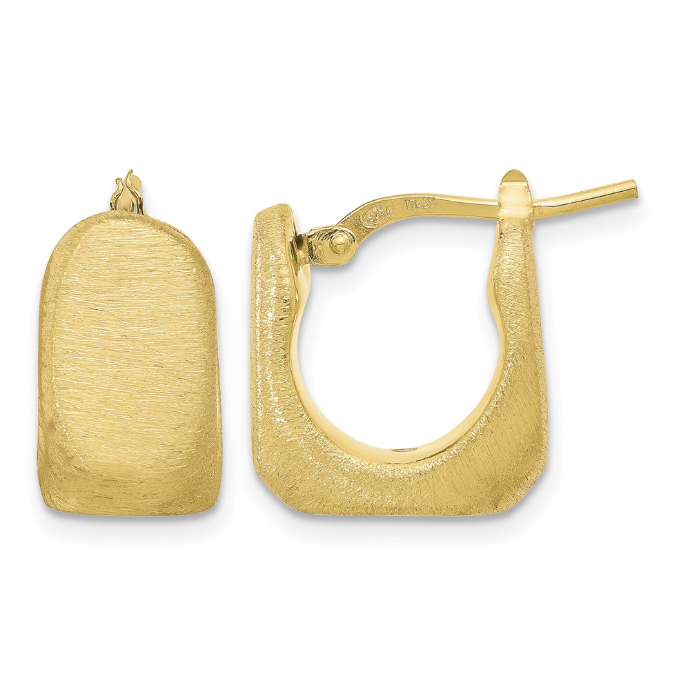 Sterling Silver Gold-Plated Brushed and Hollow Square Hoop Earrings (QE16910GP)