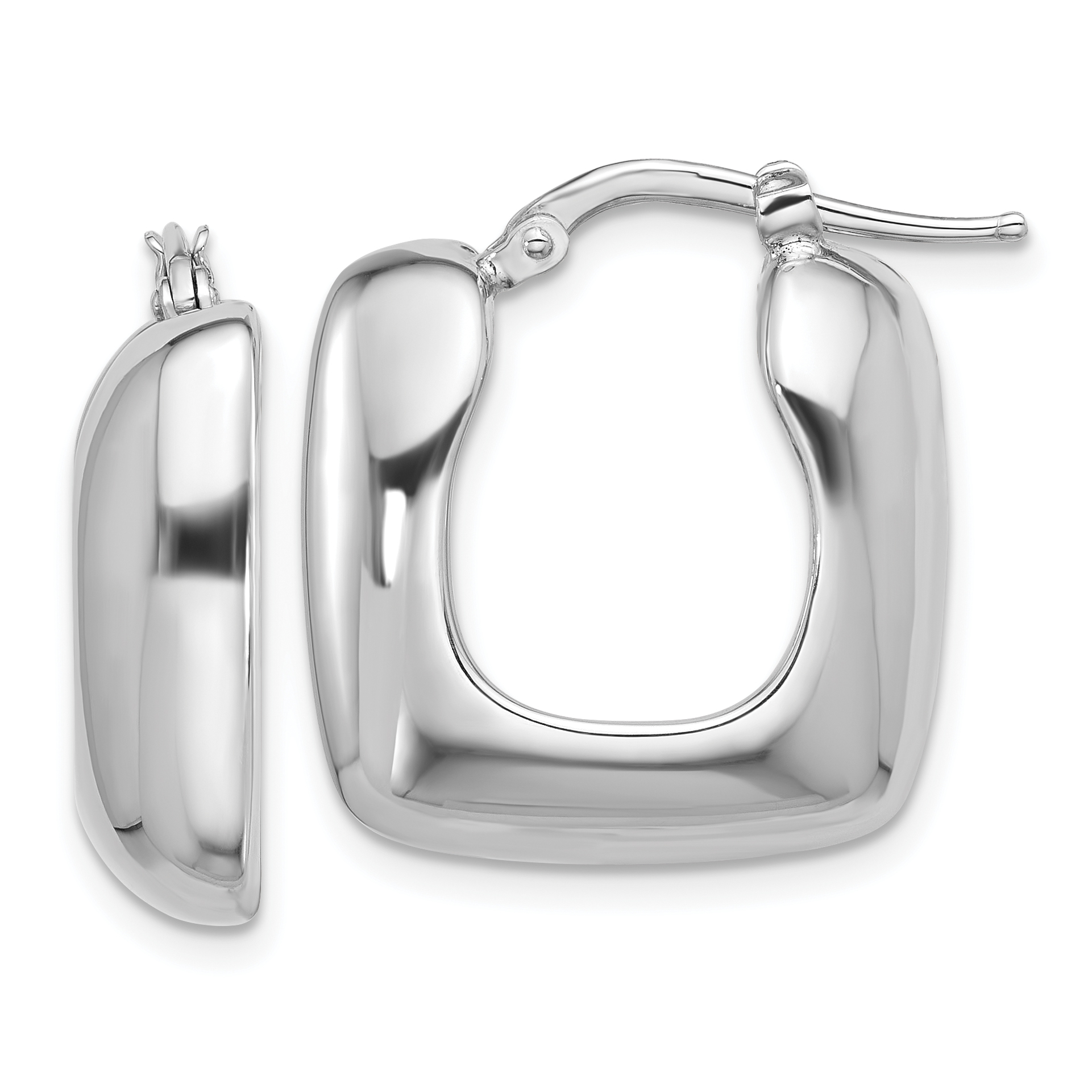 Sterling Silver Rhodium-plated Polished Square Hoop Earrings (QE16913)