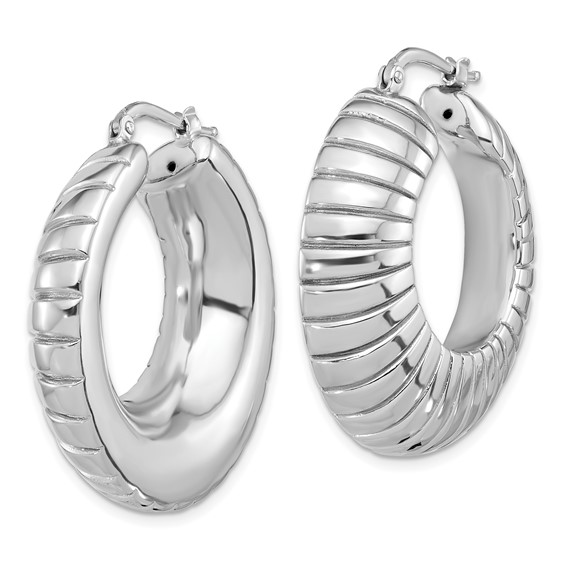 Sterling Silver Grooved Hoop Earrings