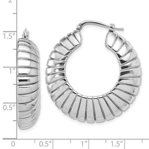 Sterling Silver Grooved Hoop Earrings