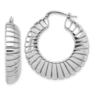 Sterling Silver Grooved Hoop Earrings
