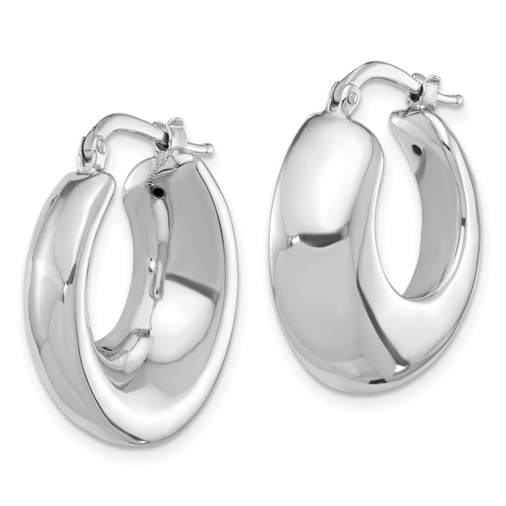 Sterling Silver Rhodium-plated Polished Round Hoop Earrings (QE16916)