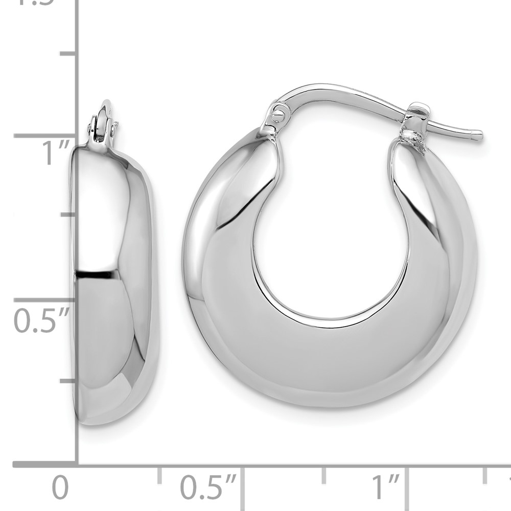 Sterling Silver Rhodium-plated Polished Round Hoop Earrings (QE16916)