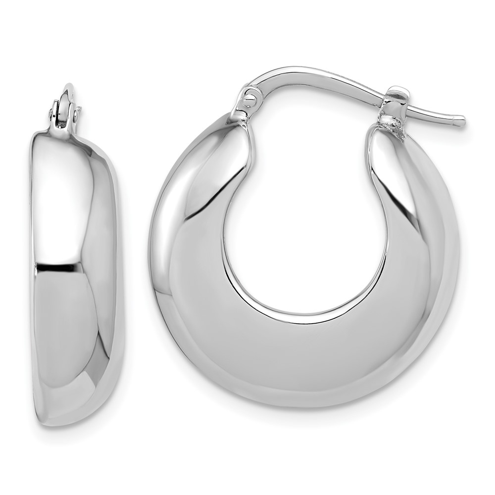 Sterling Silver Rhodium-plated Polished Round Hoop Earrings (QE16916)