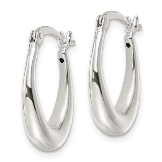 Sterling Silver Polished Oval Hoop Earrings