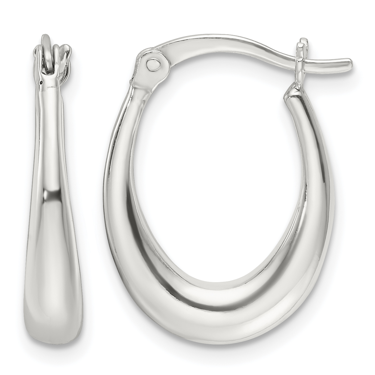Sterling Silver Polished Oval Hoop Earrings (QE16917)