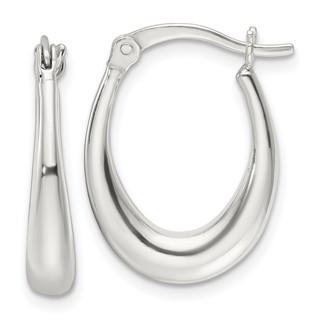 Sterling Silver Polished Oval Hoop Earrings