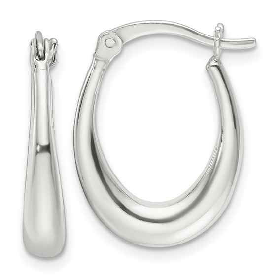 Sterling Silver Polished Oval Hoop Earrings