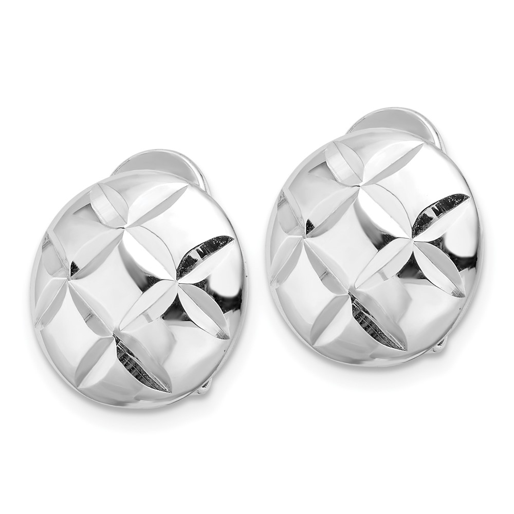 Sterling Silver Rhodium-plated D/C Circle Non-Pierced Earrings (QE16924)