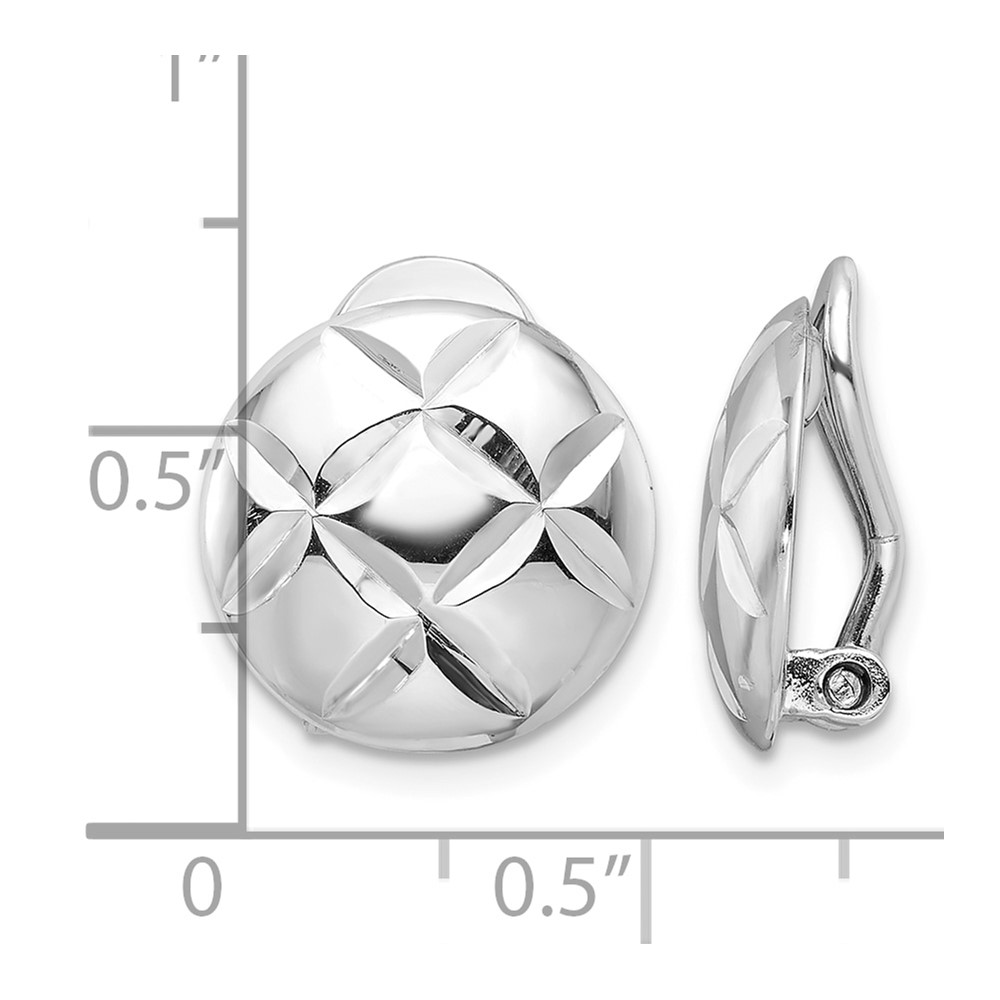 Sterling Silver Rhodium-plated D/C Circle Non-Pierced Earrings (QE16924)