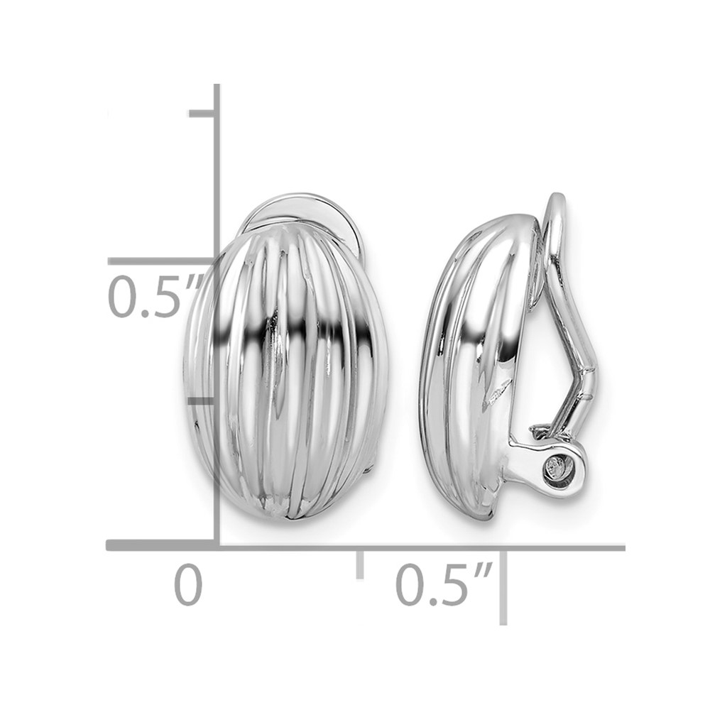 Sterling Silver Rhodium-plated Striped Oval Non-Pierced Earrings (QE16925)