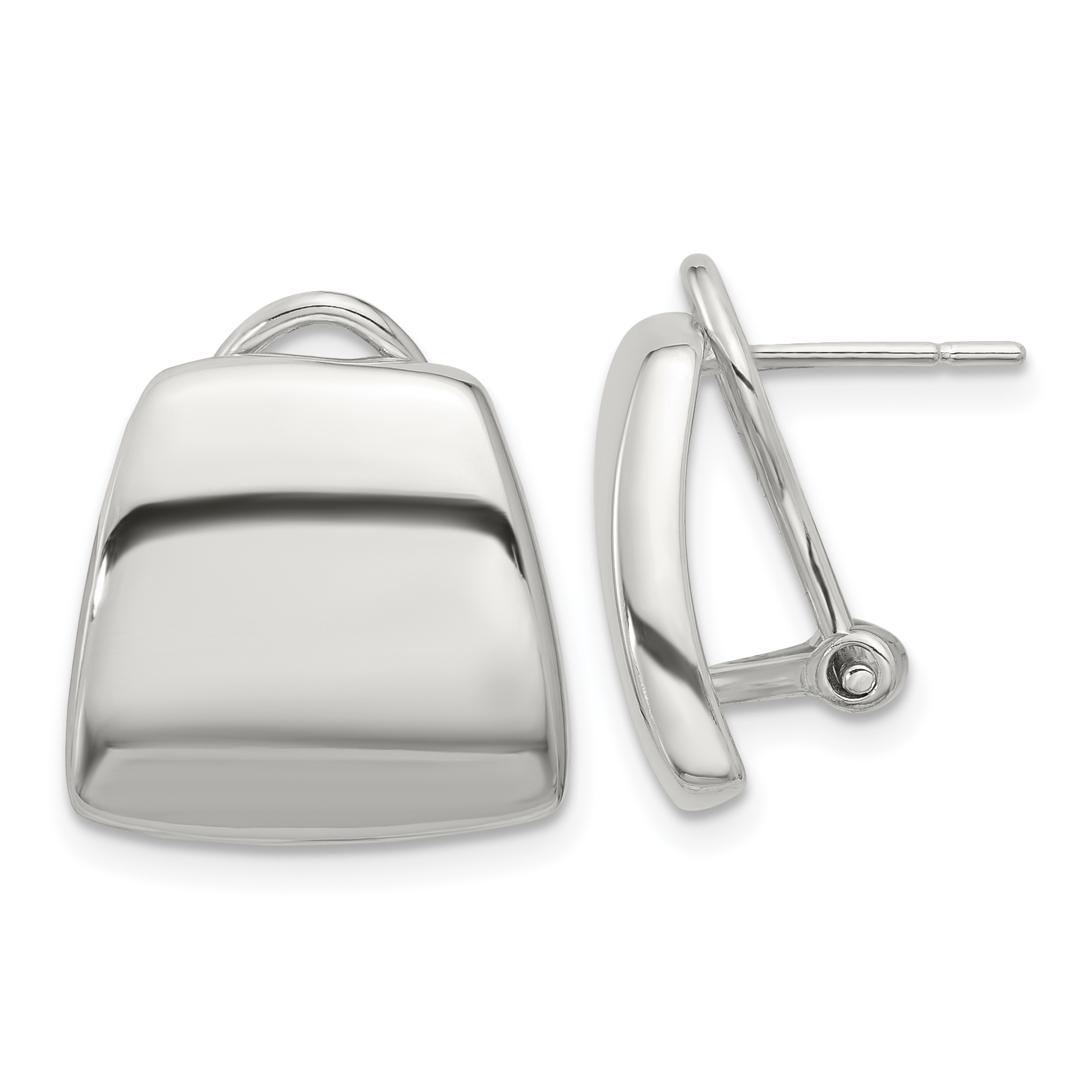 Sterling Silver Polished Omega Back Earrings (QE16934)