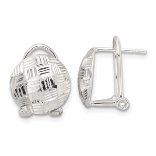 Sterling Silver Polished and Woven D/C Circle Omega Back Post Earrings