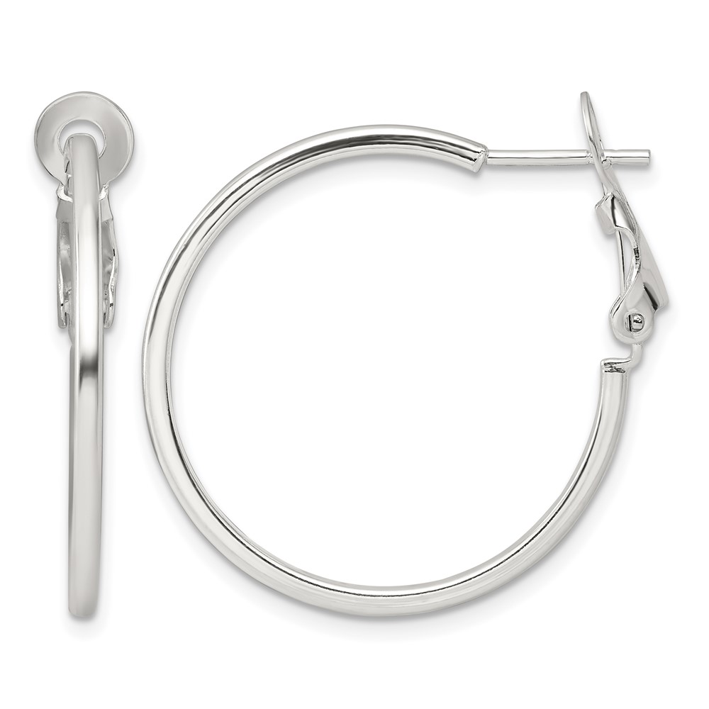 Sterling Silver Polished 1.75mm Omega Back Round Hoop Earrings (QE16945)