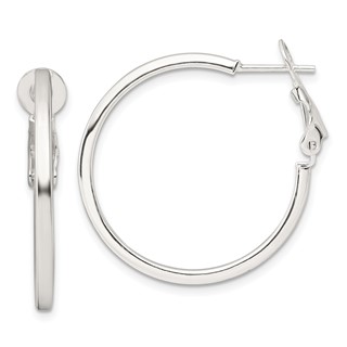 Sterling Silver 2mm Square Tube Omega Back Round Hoop Earrings