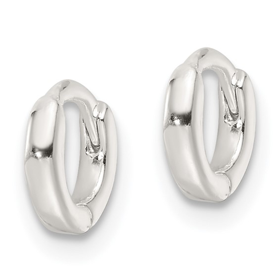 Sterling Silver Polished 8.2x1.6mm Round Hinged Hoop Earrings