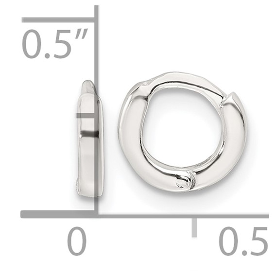 Sterling Silver Polished 8.2x1.6mm Round Hinged Hoop Earrings