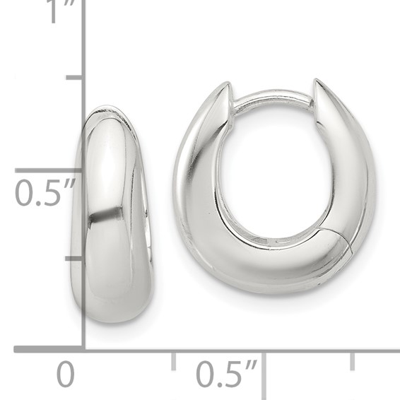 Sterling Silver E-coated Tapered Hinged Hoop Earrings