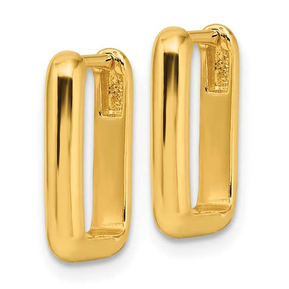 Sterling Silver Gold-tone Polished Rectangle Hoop Earrings