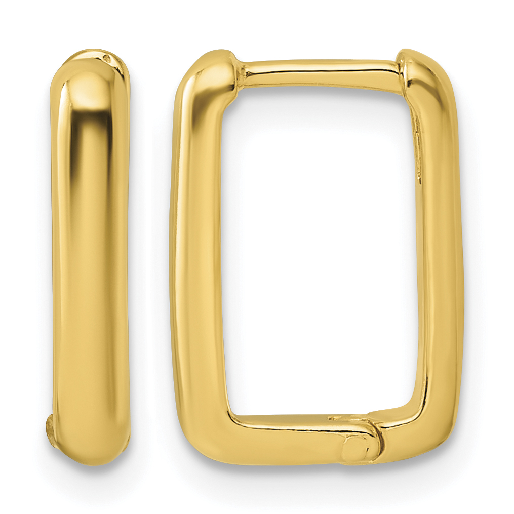 Sterling Silver Gold-tone Polished Rectangle Hoop Earrings (QE16965)