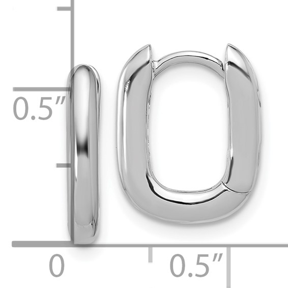 Sterling Silver Rhodium-plated Rounded Edge Square Hinged Hoop Earrings